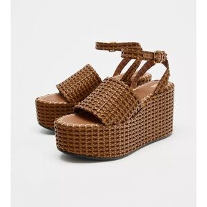 ZARA Brown Woven Platform Sandals sold out online
